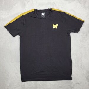 Good For Nothing Shirt Mens Medium Basic Crewneck Black Gold Butterfly Adult Med